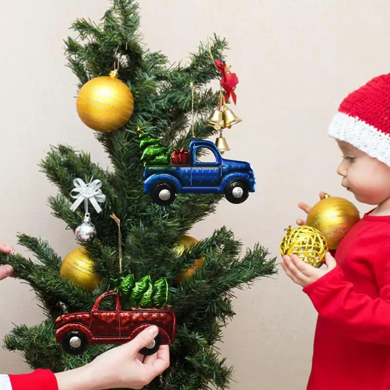 Christmas Truck Iron Pendants Ornaments For Christmas Tree Ornament New Year Decoration Gifts Party Kid Toys