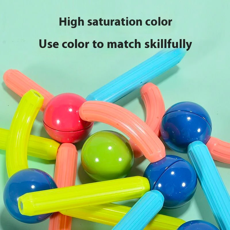 مجموعة مكعبات منشئ مغناطيسية ألعاب للأطفال ألعاب تعليمية مونتيسوري قضيب عصا مغناطيسي للأطفال الأولاد والبنات هدية الكريسماس