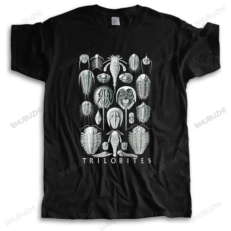 Men crew neck tshirt cotton brand tee-shirt black Trilobites By Haeckel, Fossils, Geology new men's short sleeve print t-shirt