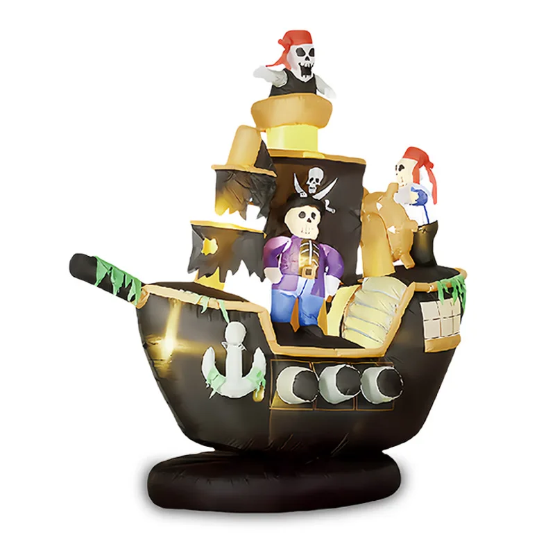 

Halloween Inflatable Pirate Ghost Ship Air Model Horror Atmosphere LED Luminous Field Arrangement Garden Decoration