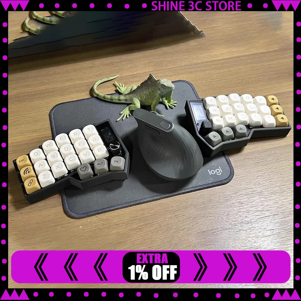 

Corne Wireless Split Keyboard Kit RGB Hotswap Customize Split Mechanical Keyboard Kit With Screen Knob Joystick Support ZMK Gift