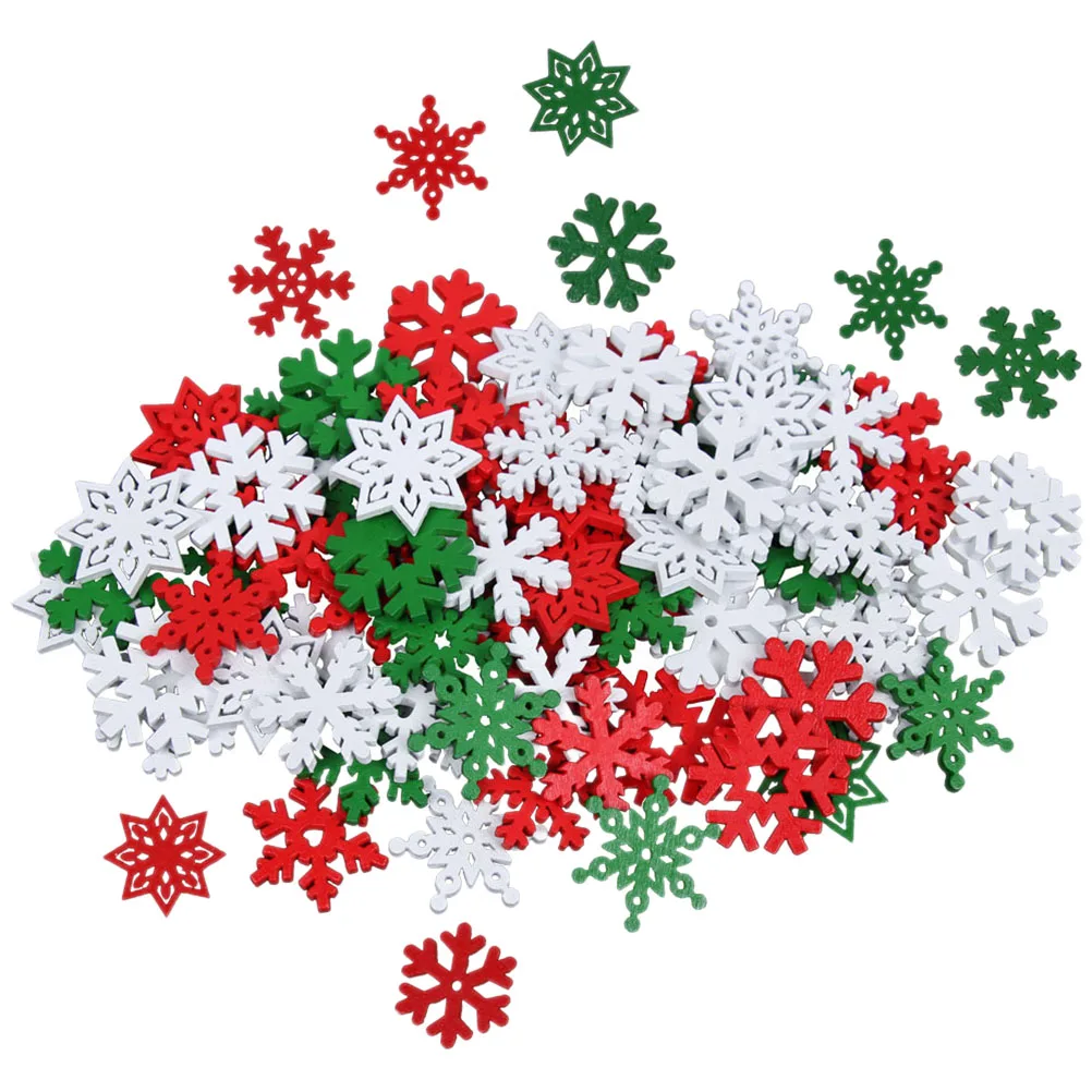 

50Pcs Wooden Snowflake Christmas Decor Sturdy Smooth Surface Wood Craft Supplies for DIY Holiday Wedding Winter