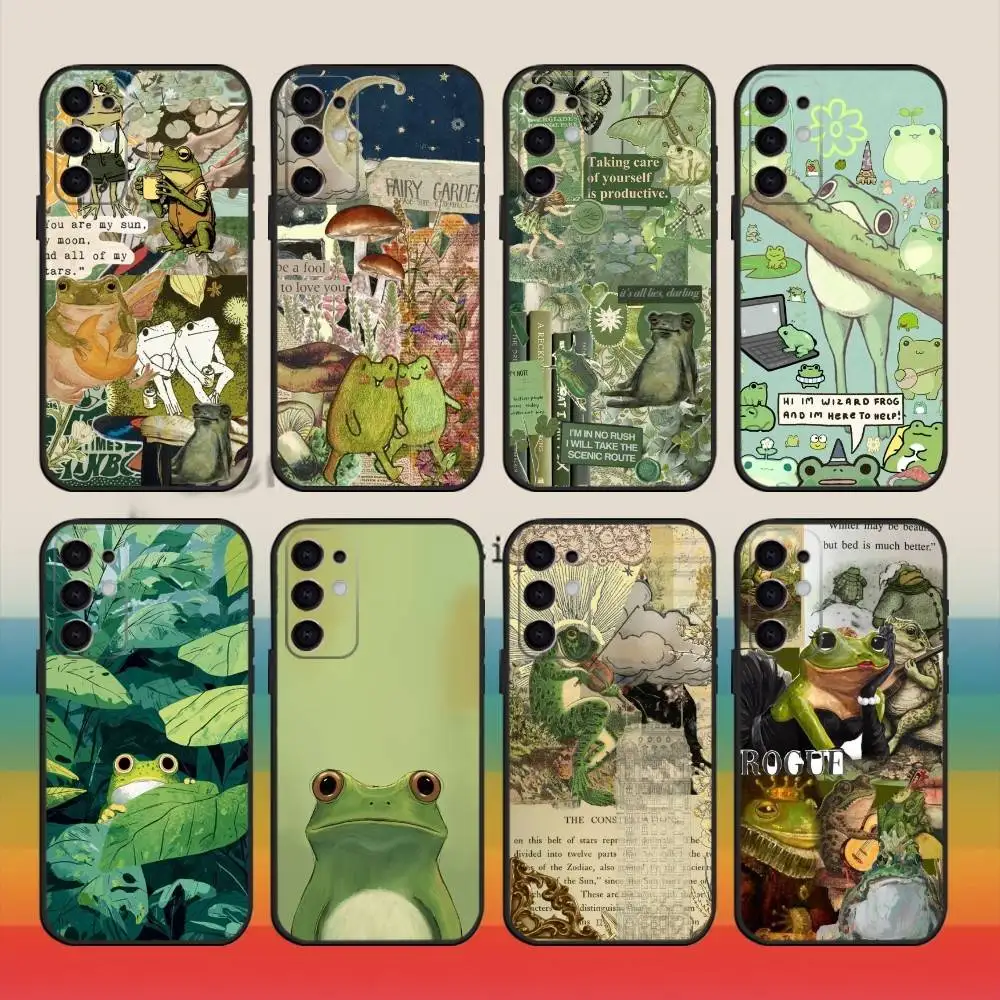 

Interesting Frog Collage Phone Case For Samsung S25,S24,S21,S22,S23,S30,Ultra,S20,Plus,Fe,Note,10,9,5G Black Cover