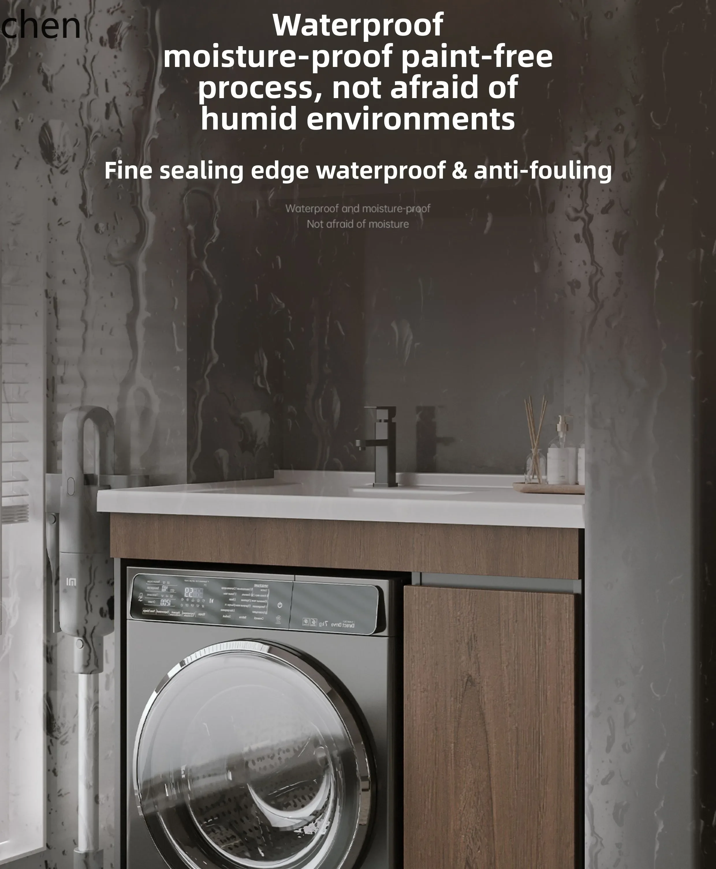 

small apartment balcony cabinet washing machine cabinet laundry pool basin integrated combination with rubbing board