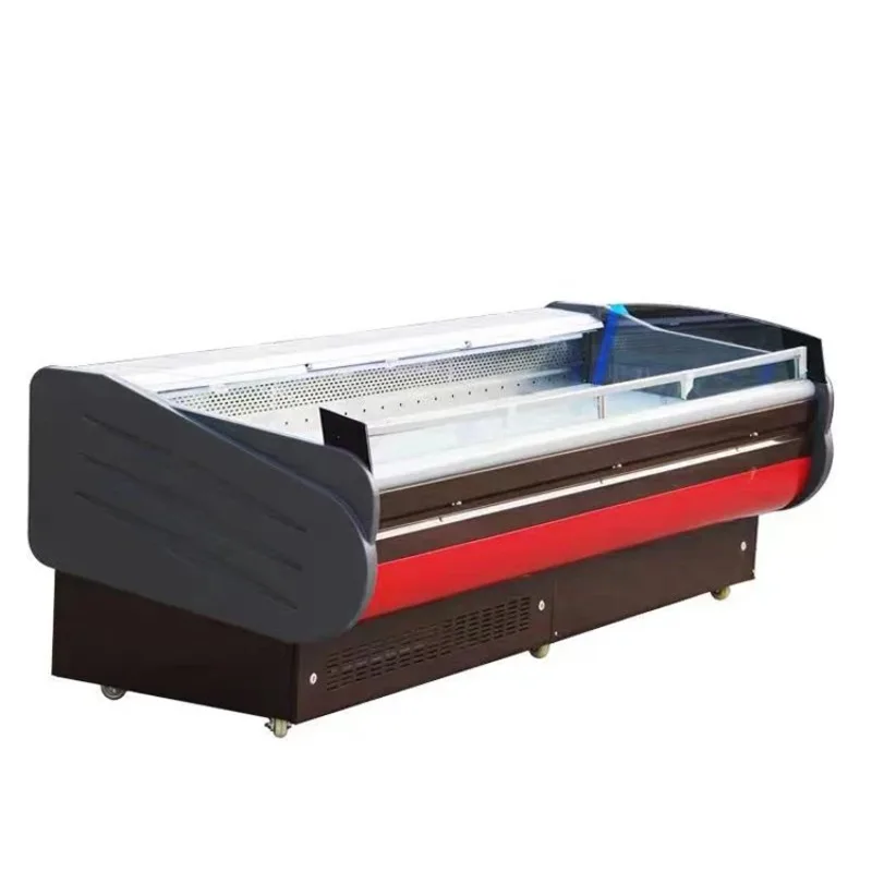 

Supermarket Butchery Equipment Cooler Deli Display Refrigerator Showcase With Flip Glass Door Cooling Meat Display Freezer