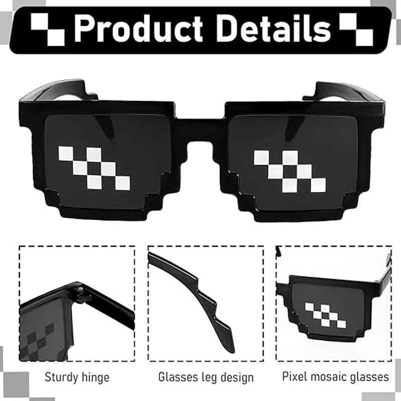 

Крутые мозаичные очки, реквизит, пиксельные солнцезащитные очки, мозаичные солнцезащитные очки для вечеринки, солнцезащитные очки унисекс, фото, косплей, украшения, оттенки для мужчин и женщин
