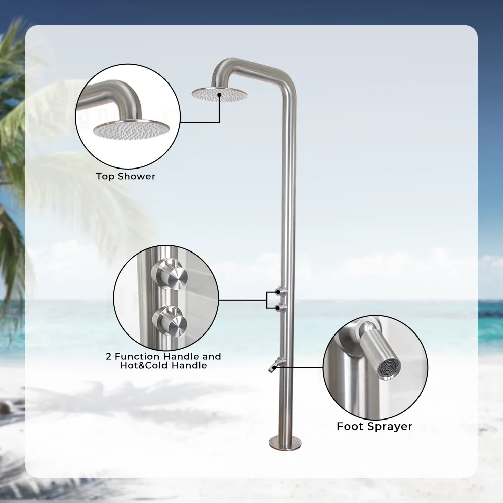 New Design Outdoor Portable Shower 316 Stain Steel Swimming Pool Outdoor Shower
