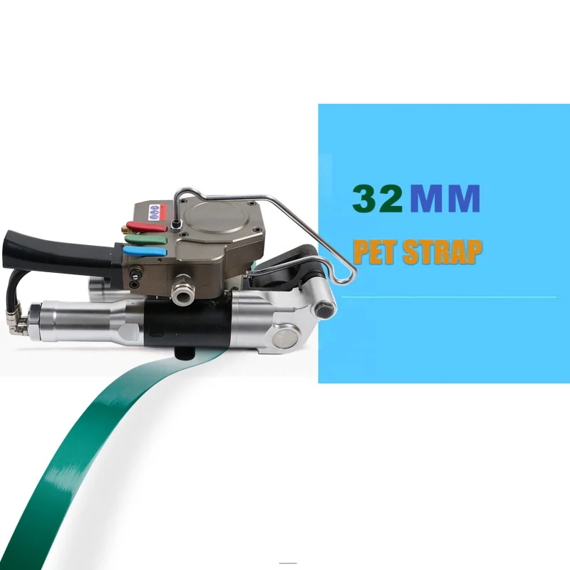 2024 Portable Pneumatic Operated 32mm PET Belt Packing Machine Box Wood Plastic Strapping Tool For Heavy Duty Pallet