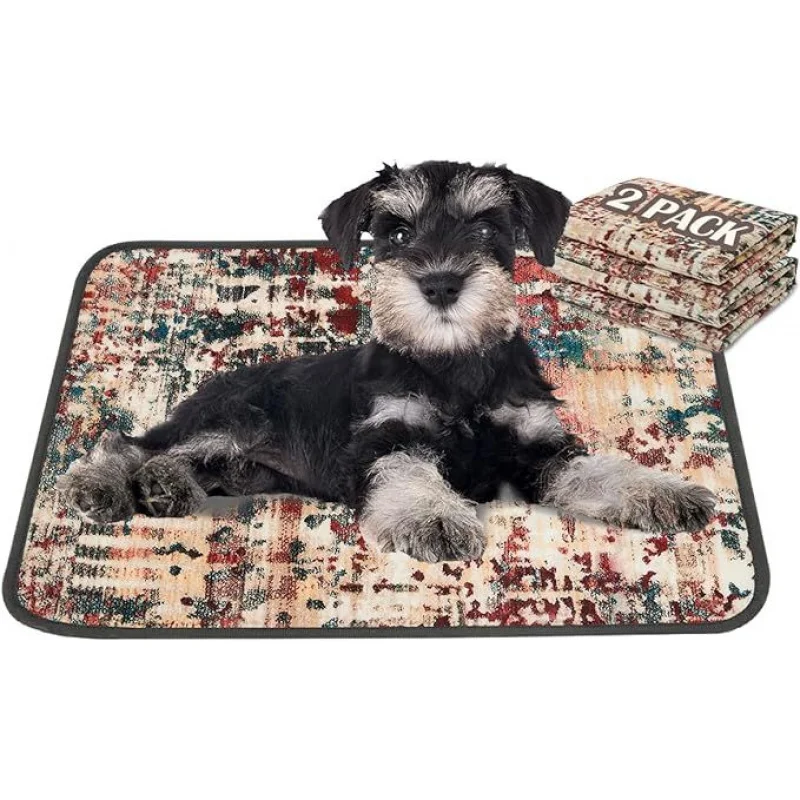 

Моющиеся подушечки для мочи для собак, 2 упаковки многоразовых подушечек для щенков 18 x 24 дюйма, супервпитывающие герметичные подушечки для дрессировки собак, нескользящие подушечки для горшка