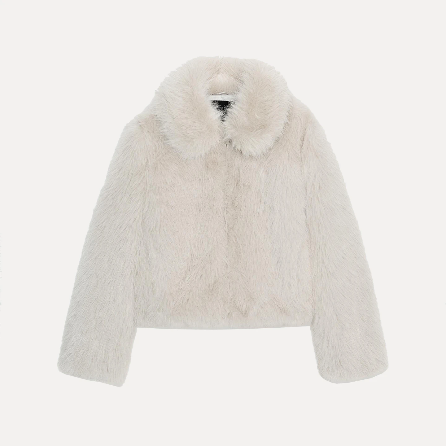 Cerniera effetto pelliccia sintetica da donna ort Jaet Autunno 2025 New Sle European Stand Fit Cappotto da donna Lungo colletto rovesciato