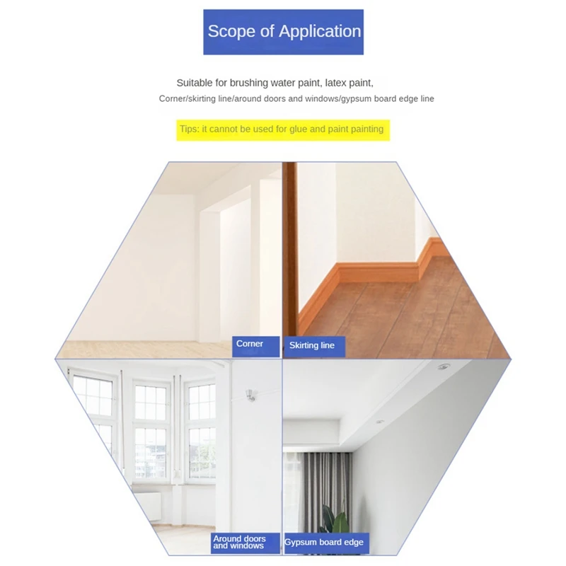 Spazzole per bordi di vernice in lattice pennello per pittura angolare multifunzionale per soffitto a parete separatore di colori strumenti per rifinire blu facile da usare