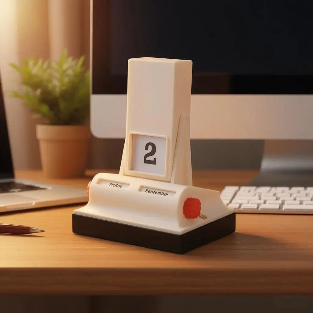 

Creatively Retro Flip Calendar Tabletop Month And Week Detail Date Display Family Durable Novelty Daily Rotating Calendar