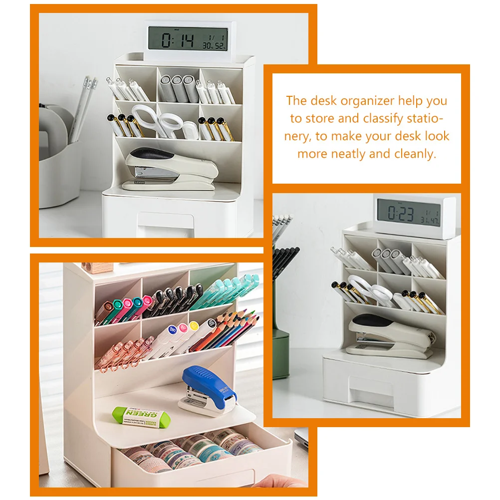 

Desktop Organizer with Compartments for Pens Pencils Markers Stationery Storage Rack Desk Organizer Desktop Storage Box