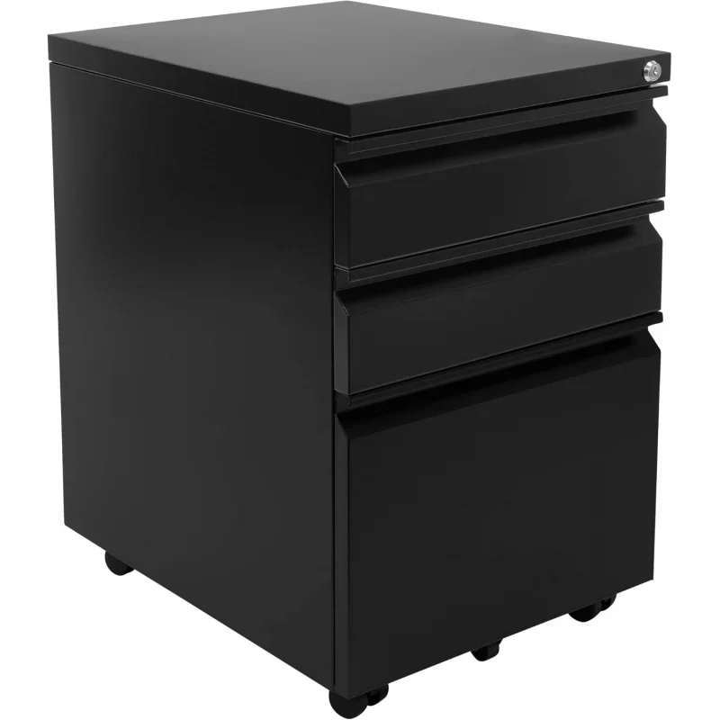 Drawer with Lock Wheels, Under Desk Storage Filing Home Office, Small Rolling  Legal, Letter, A4 in Black