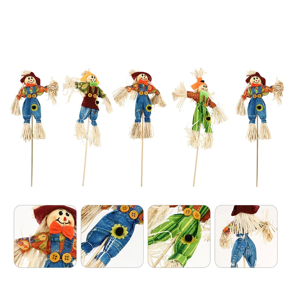 

5pcs Pumpkin Scarecrow Decor Multi-Color Halloween Garden Scarecrow Ornament Photography Props Lawn Decoration