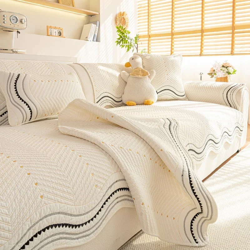 1pc Nordic Solid Color Cotton Sofa Seat Cover Soft Sofa Towel Mat Non-slip Pets Kids Corner Couch Slipcovers Funda Sofá 쇼파패드