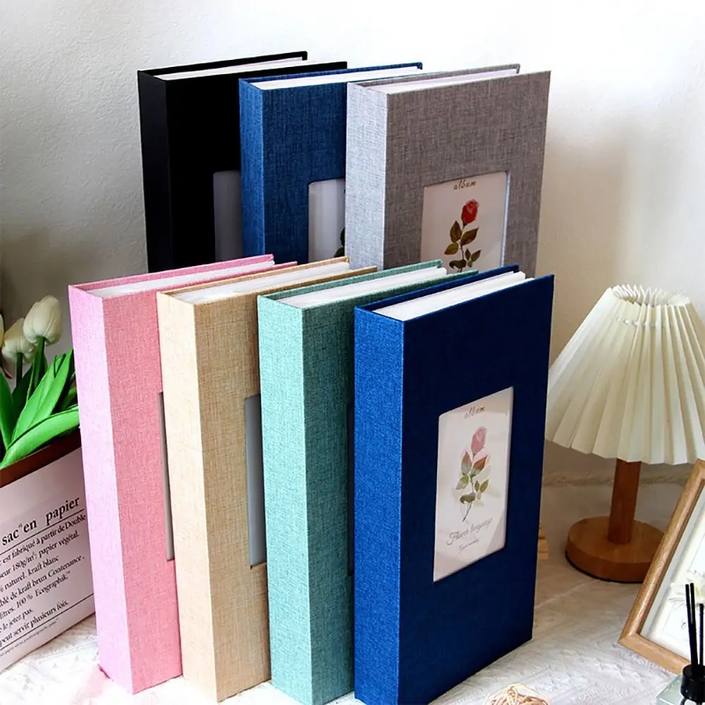 1Pcs 300 Pockets Linen Photo Album Slip-in Interleaf Type 6 inch Photo Storage Book Picture Albums