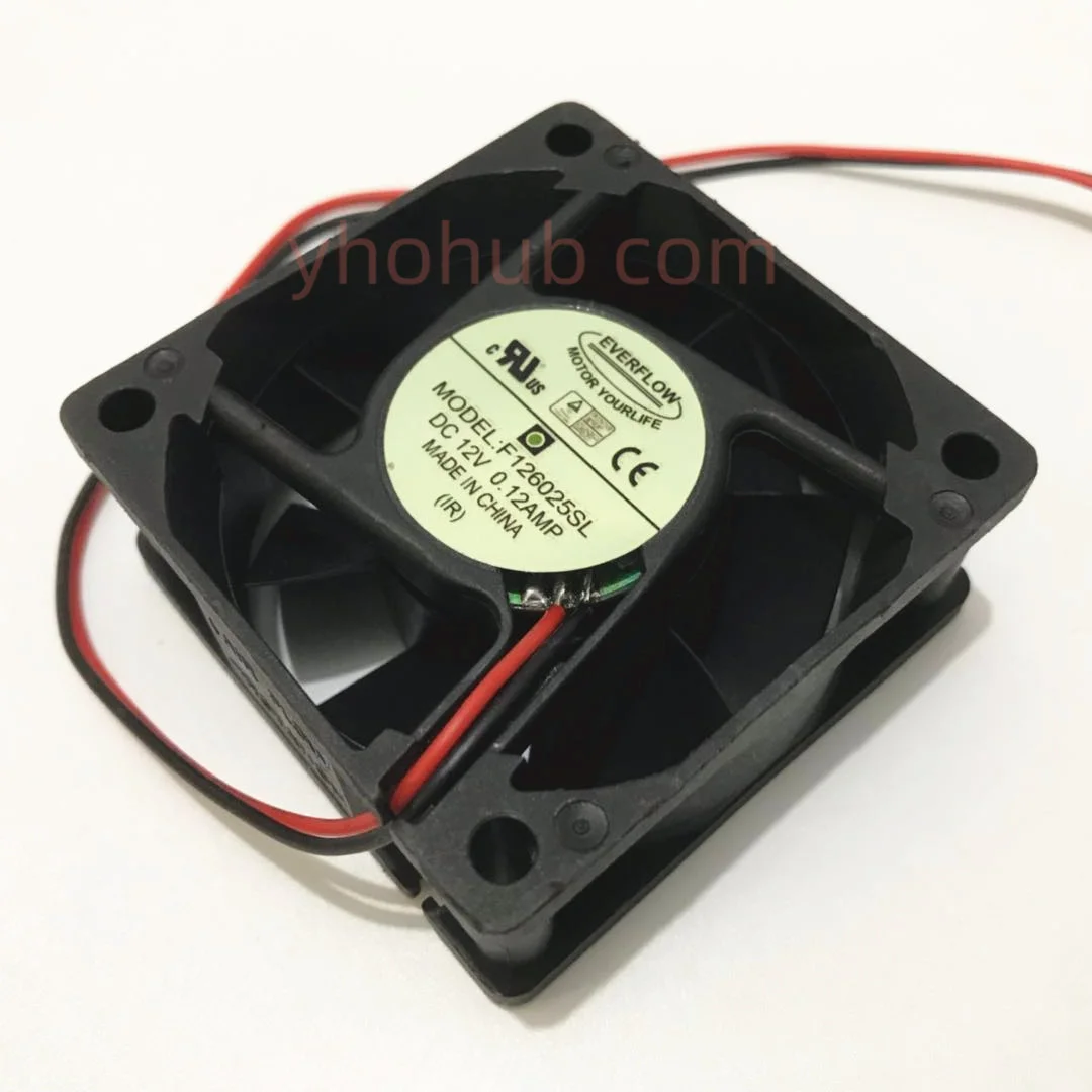 

Everflow F126025SL DC 12V 0.12A 60x60x25mm 2-Wire Server Cooling Fan