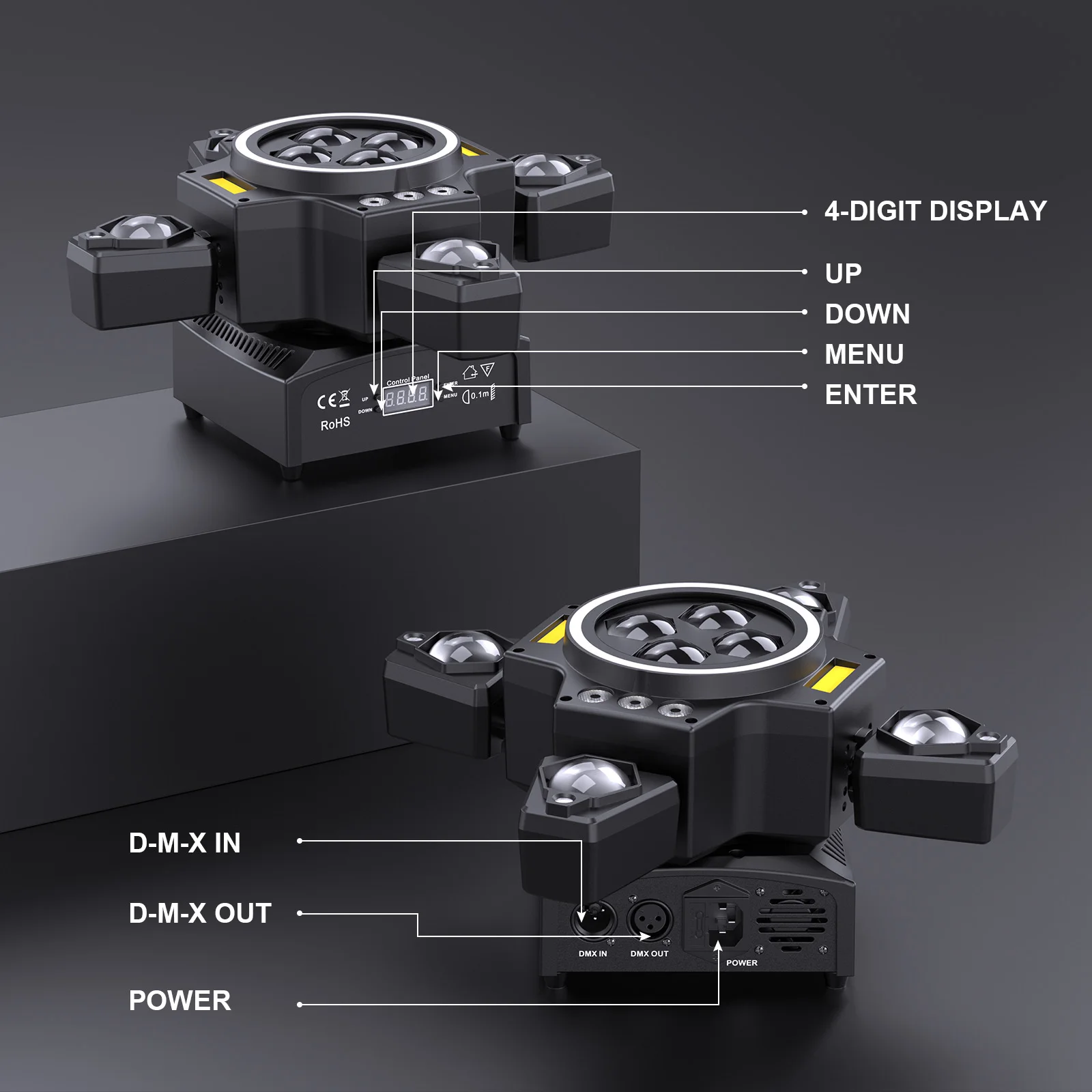120W 4in1 RGBW Moving Head Lichtstrahl Effekt Lichter Laserlicht Fernbedienung Bühnenbeleuchtung für DJ Disco Party Konzert Theater