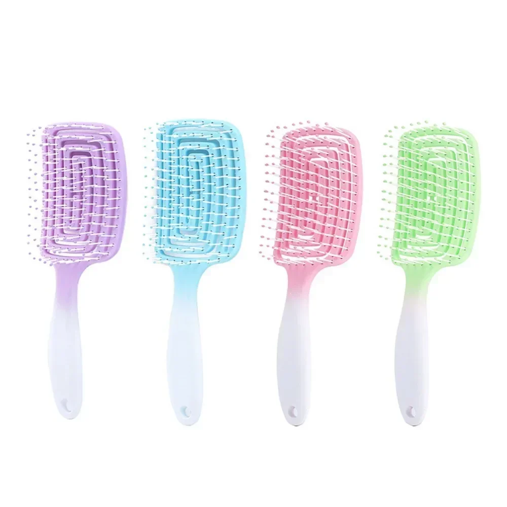 Sdotter Gradient Hollow Out Scalp Massage Comb Detangling Hair Brush Barber Comb Wet Curly Hair Brushes Women Hairdressing Styli