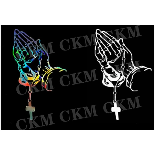 Imagen 2 del producto Pegatinas de coche, pegatinas láser de gesto de oración de coche de Color, Dios, Jesucristo, pegatinas decorativas de estilo de carrocería de coche de moda