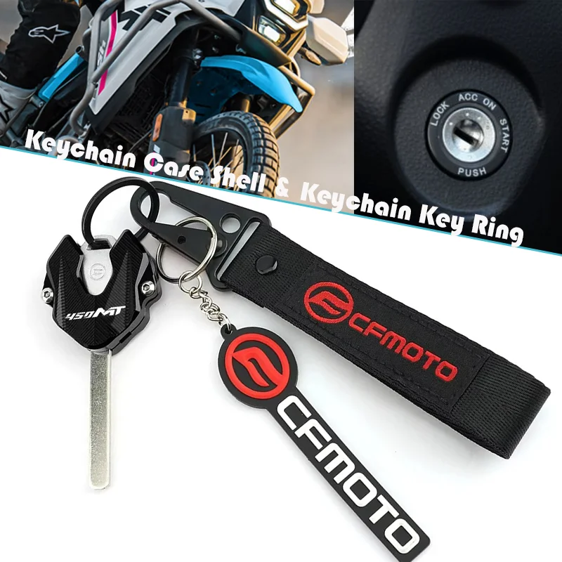 For CFMOTO 450MT MT450 450-MT MT-450 450 MT CF MOTO 2022-2025 Motorcycle Accessories CNC Key Case Cover Shell & Keychain Keyring