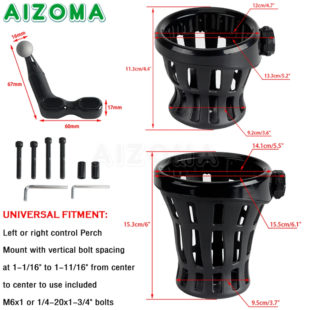 Universal For Harley Honda BMW Kawasaki Suzuki Yamaha Motorcycle Water Cup Holder Bracket Large Small Drink Holders Stable Mount
