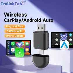 2026 2in1 Wireless Carplay Adapter Wireless Android Auto Dual interface Type-C/USB Universal For Smart Mini Box Plug Fast Connec