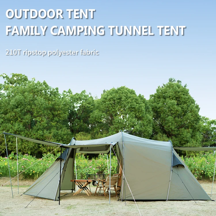 Wholesale Green Luxury Outdoor Tent Large Family Camping Waterproof Tent For 5-6 Persons