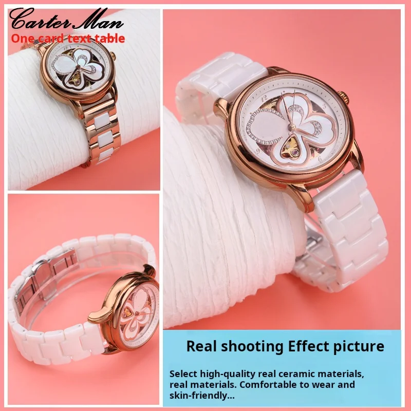 For Tissot Casio Huawei GT4 GT5 ceramic Stainless steel watch strap 14mm 15mm 16mm 18m Watchband Rose gold wristband Accessories