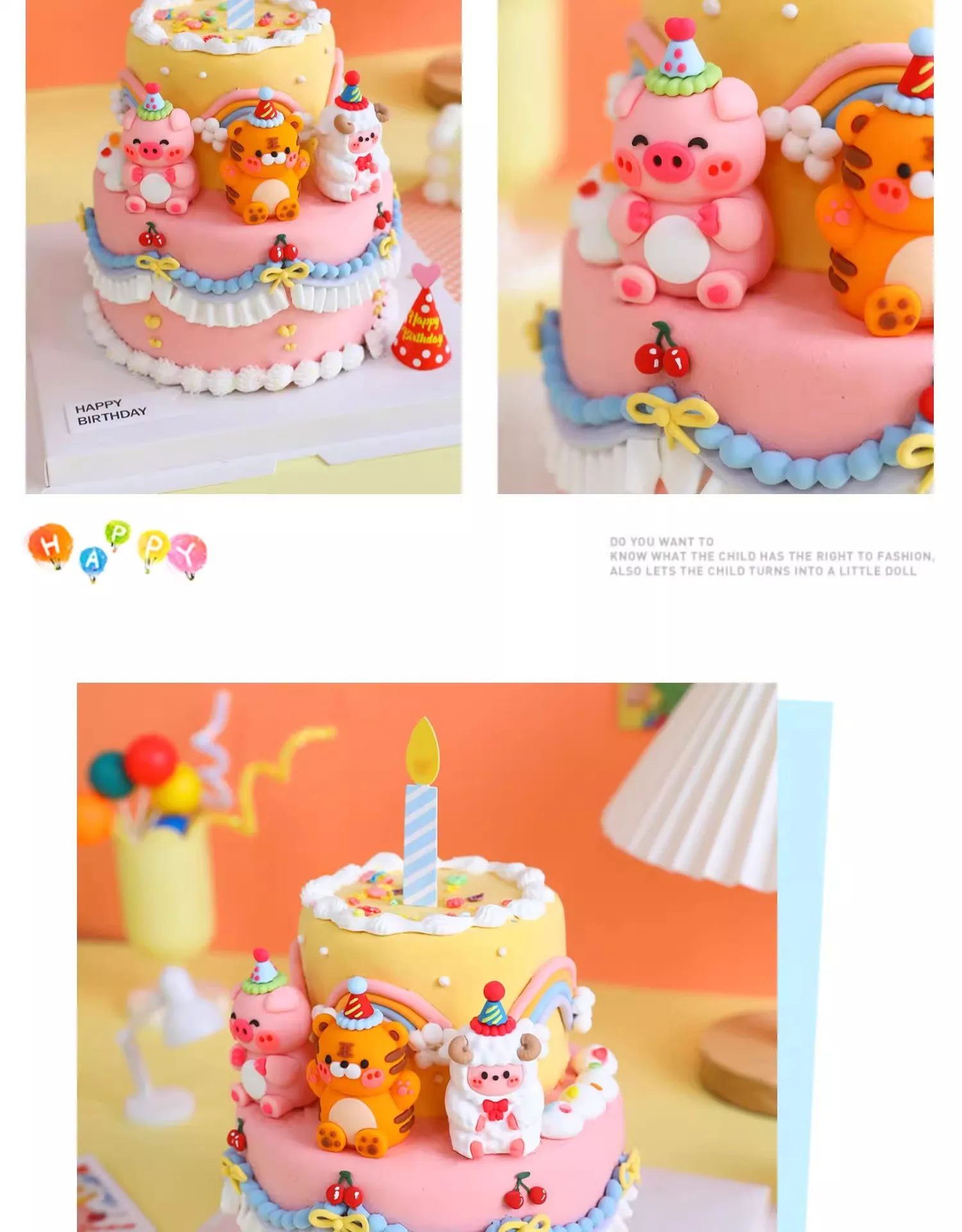 3D Tiere Kuchen Topper Koreanischen Stil Kleine Tier Tiger Löwe Baby Dusche 1. Geburtstag Junge Mädchen Jahre Alt Party Kuchen Dekorationen – Detail 3