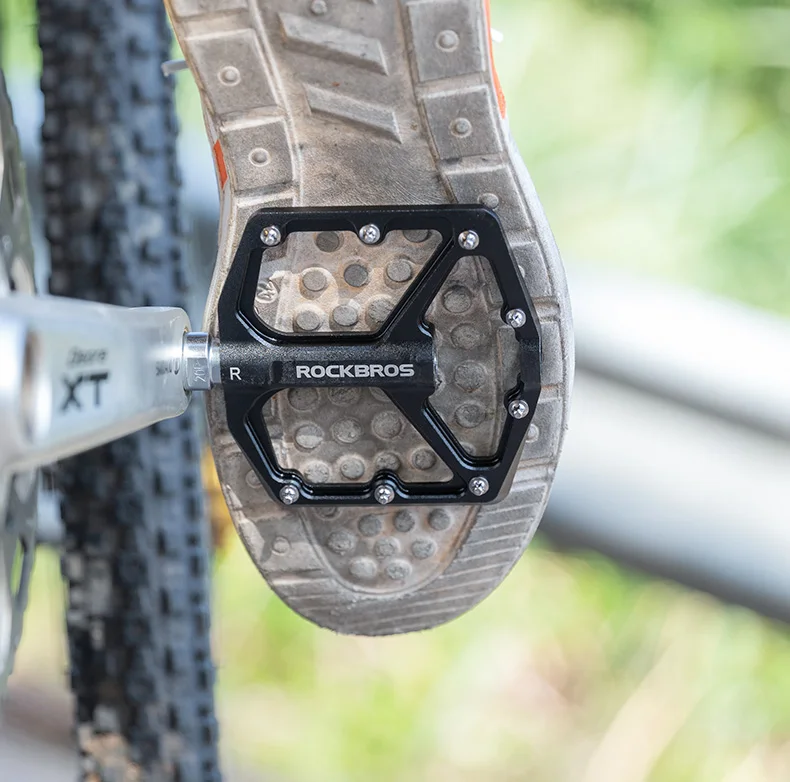 ROCKBROS Bike Pedale Aluminium Legierung Anti-slip Fahrrad Pedale Ultraleicht Versiegelt Lager einteiliges MTB Road Berg Radfahren pedal – Detail 5