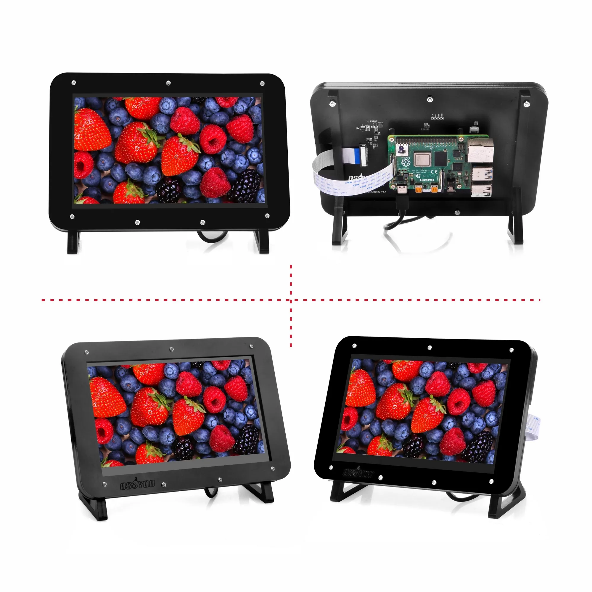 OSOYOO 7 นิ้ว DSI Touch หน้าจอ LCD แบบพกพาหน้าจอสัมผัสแบบ Capacitive Monitor กรอบสําหรับ Raspberry Pi 5 4 3 3B + 2