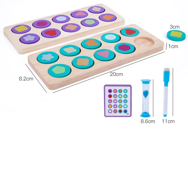 Houten Vorm Bijpassend Bord Tien Rasterschaak Kinderen Wiskundige Zin Verlichting Logica Teelt Speelgoed Kinderen Educatief Speelgoed