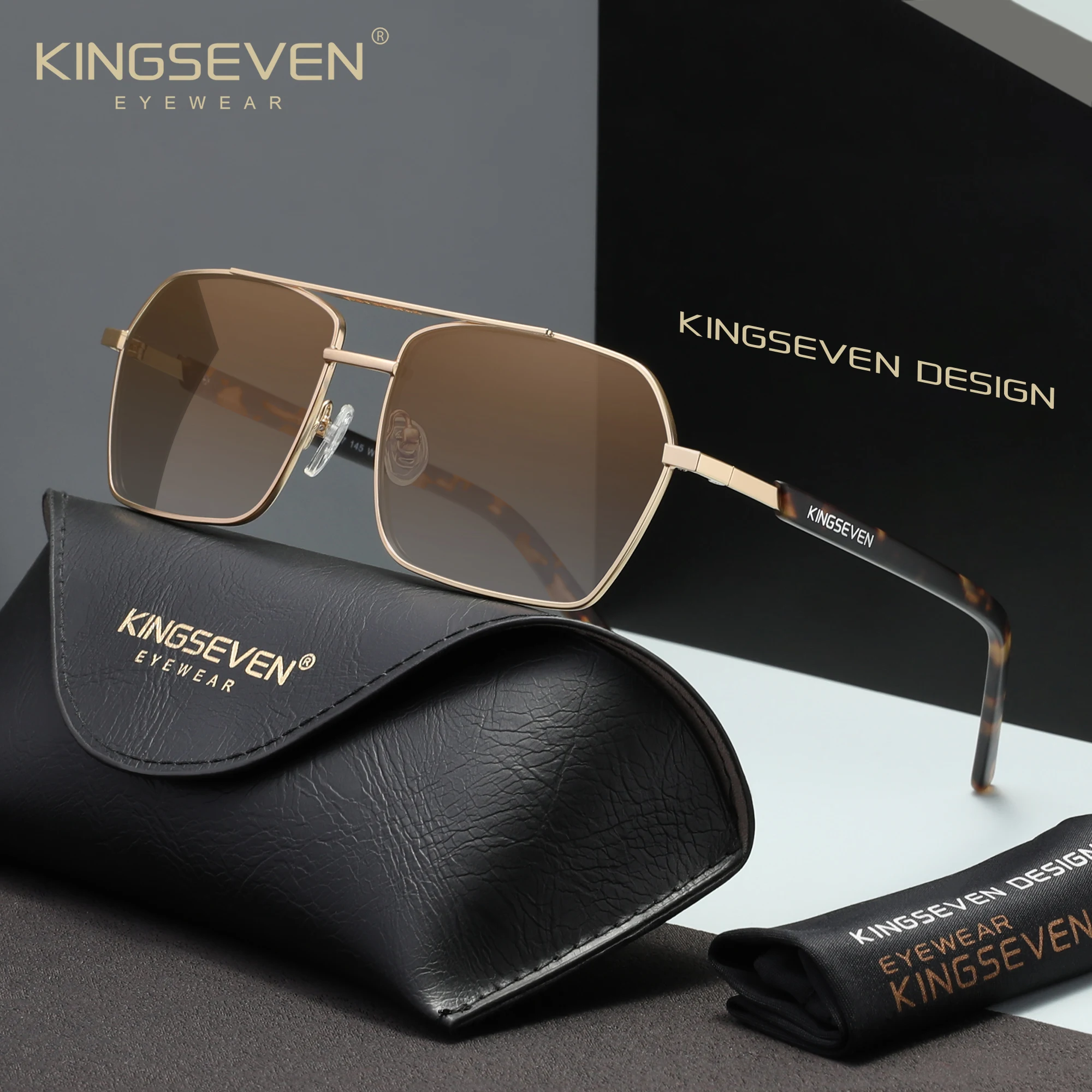 

KINGSEVEN брендовые модные солнцезащитные очки в большой оправе, повседневные женские и мужские поляризационные линзы UV400, алюминиевые очки для вождения, уличные очки