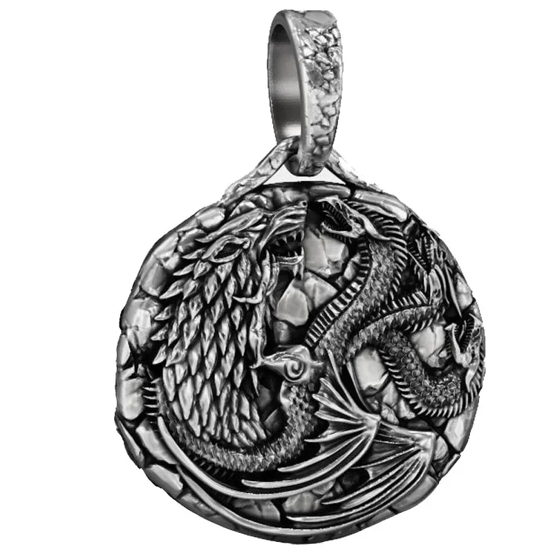 

6g Fire and Blood Western Dragon Knight Mens Pendant Real Customized 925 Solid Sterling Silver