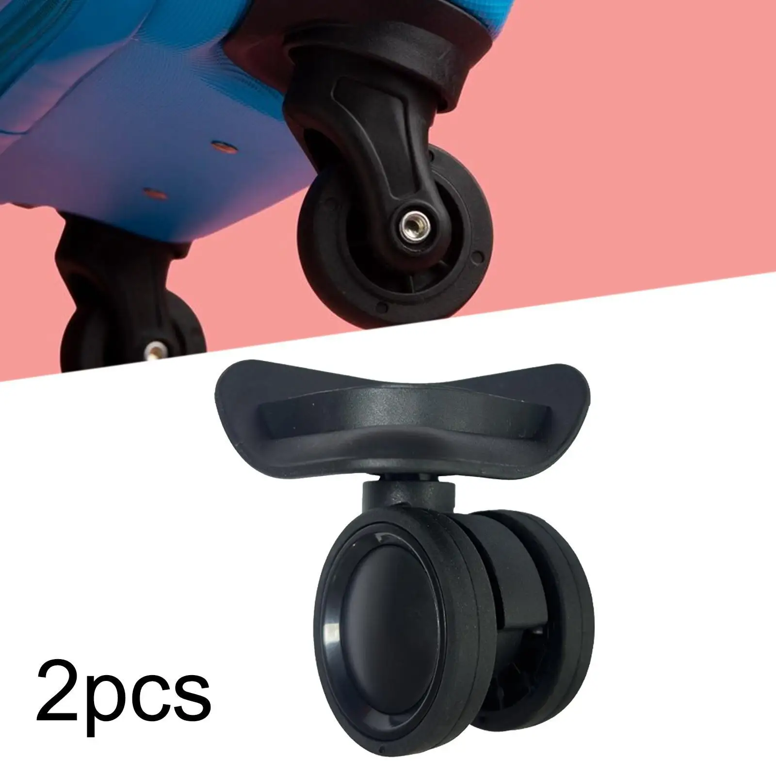 

2Pcs Luggage Wheels Replacement Easy to Install Swivel Caster Wheels Black