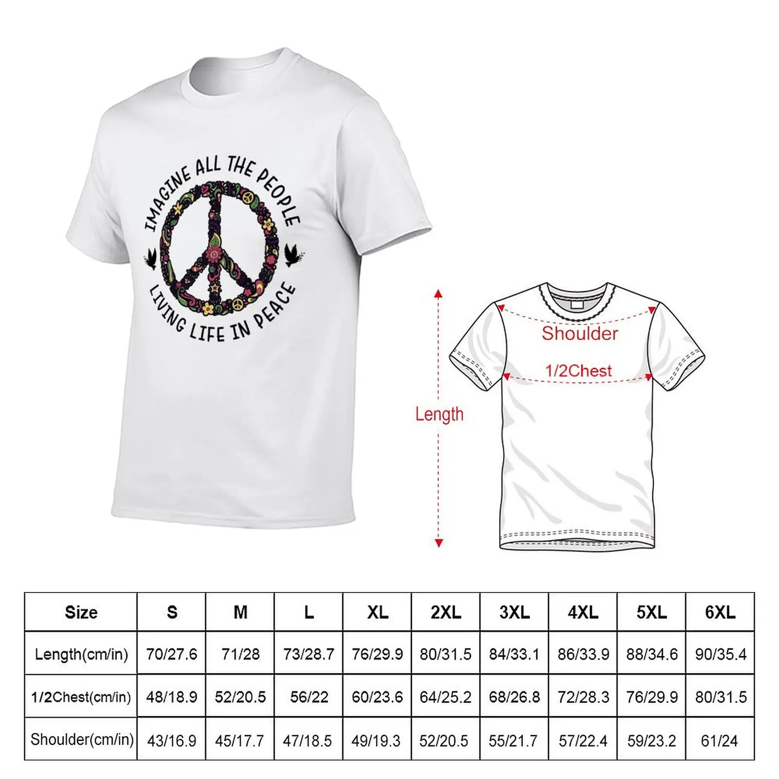 Imagine All The People Living Life In Peace by John Lennon - Black T-Shirt Aesthetic clothing korean fashion men clothings