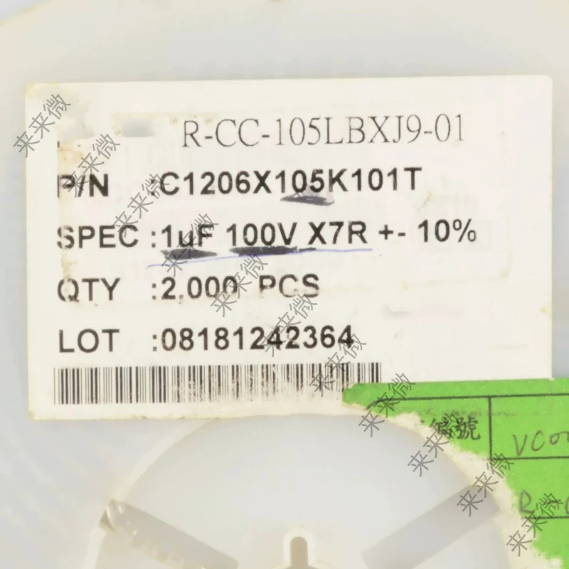 10pcs C1206X105K101T 1206 SMD 1uF 100V X7R ±10% MLCC Multilayer Ceramic Capacitor One-Stop BOM Service Electronic Components