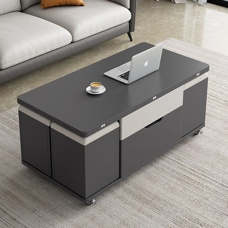 Elevating multifunctional coffee table, dining table, integrated folding living room storage table, coffee table table