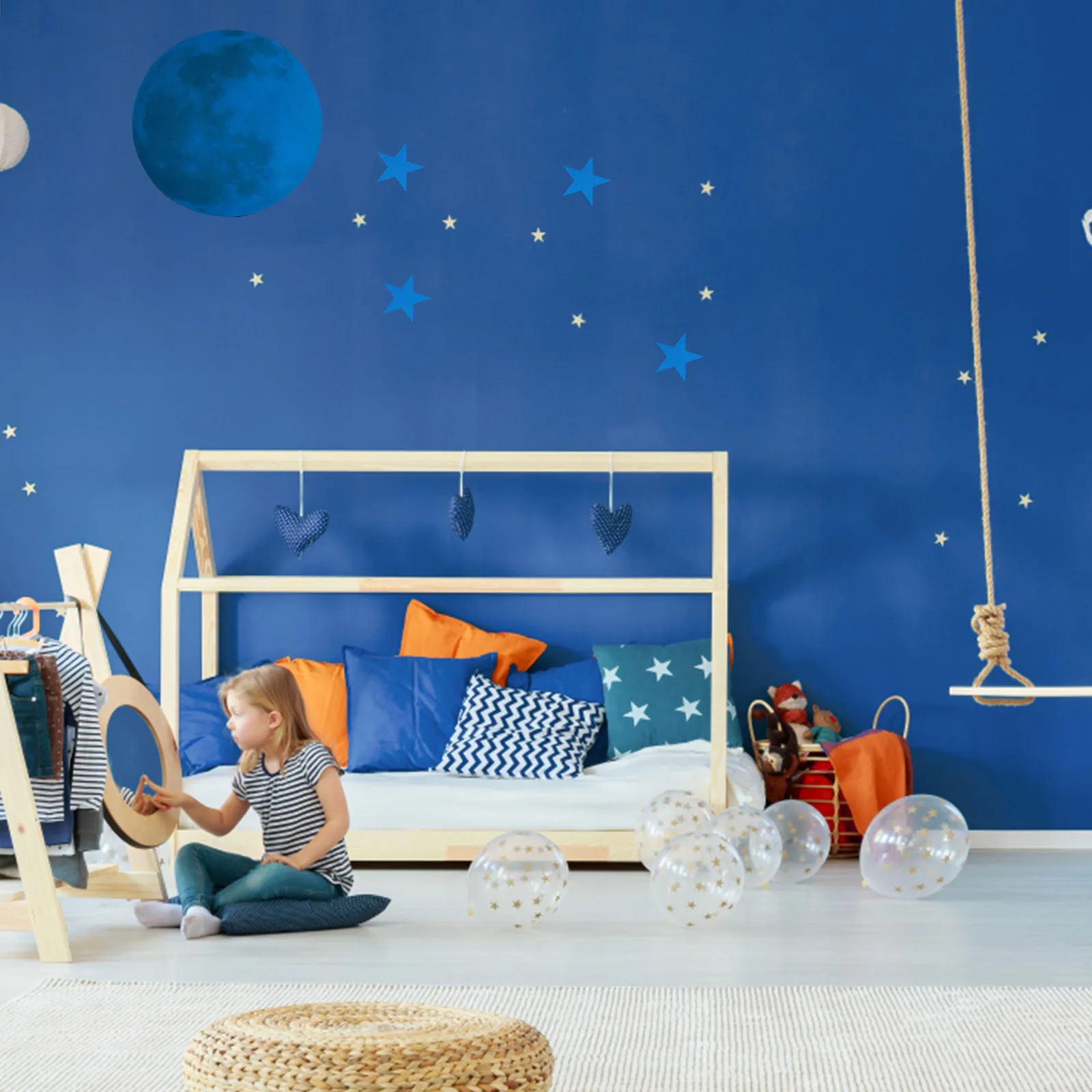 

Luminous Stickers Night Light Wall Decals Nursery Home Decor Moon Stars Shape Circular Glow-in-the-dark Pvc Fluorescent Child