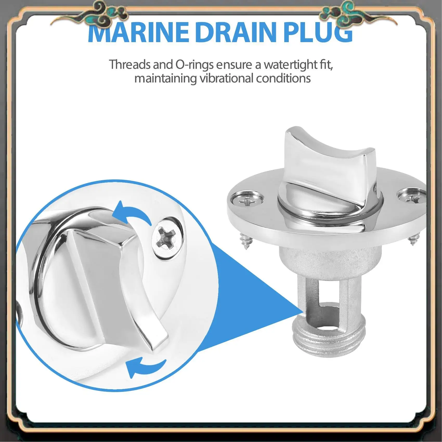 M45K-ovale garboard-aftapplug Marine 316 roestvrijstalen aftapplug past op 1 inch gat bootspiegel aftapplug met schroeven