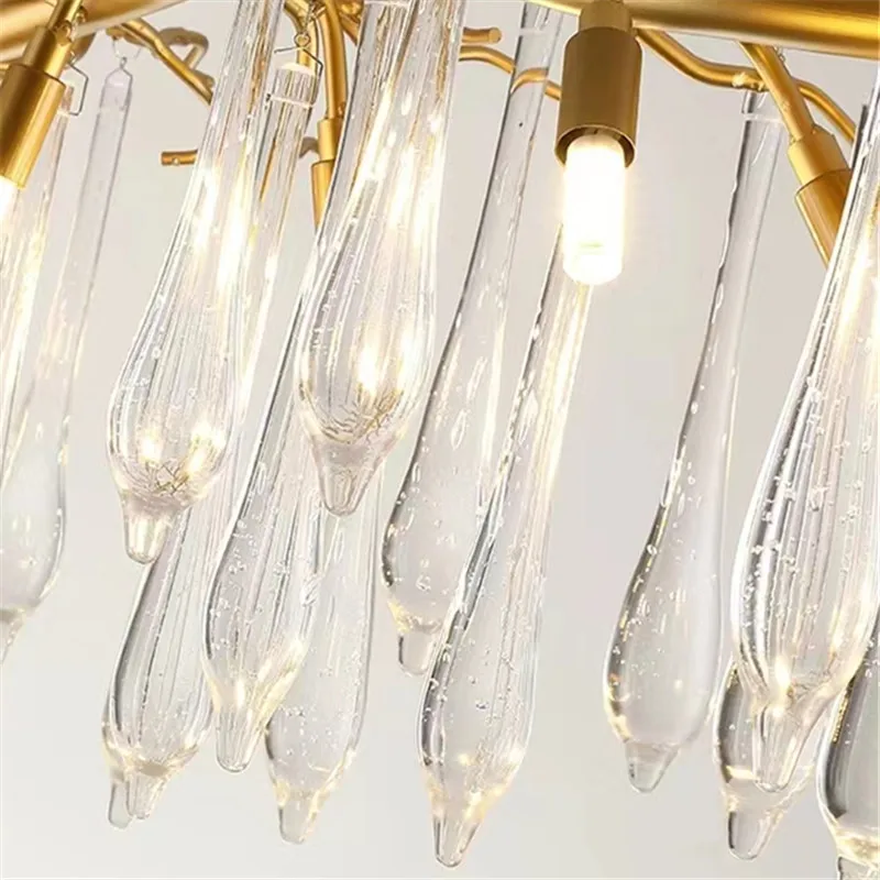 Candelabro de gota de lluvia creativo, lámpara de ramas de árbol de cristal de lujo, decoraciones de habitación para niñas, lámpara colgante de cristal romántica encantadora