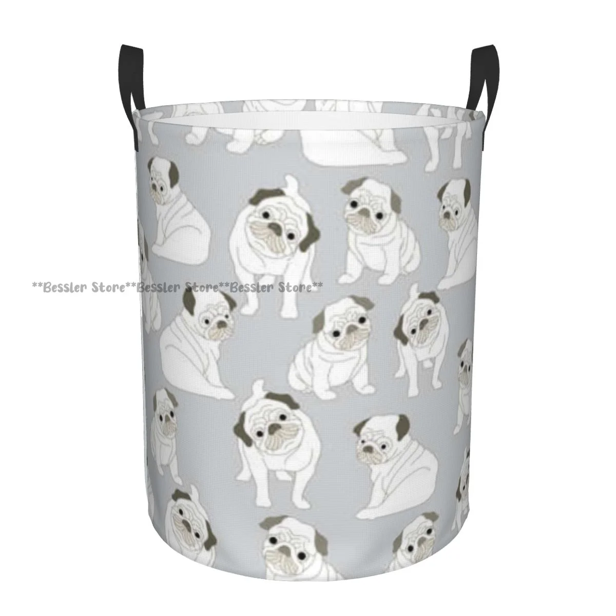 

Pug Dog Pattern Laundry Basket Folding Dirty Clothes Toys Storage Bucket Household