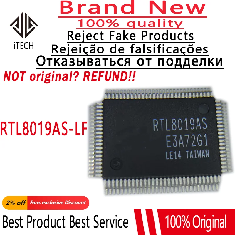 

5Pcs/lot Original RTL8019 RTL8019AS RTL8019AS-LF QFP100 100% New and Genuine