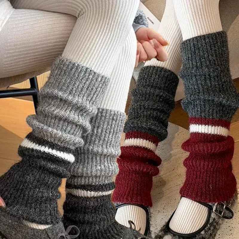 

Fashion Thickened Knitted Leg Warmers Winter Warm Soft Middle Tube Socks Y2K Harajuku Style Cashmere Hosiery Women's Stockings