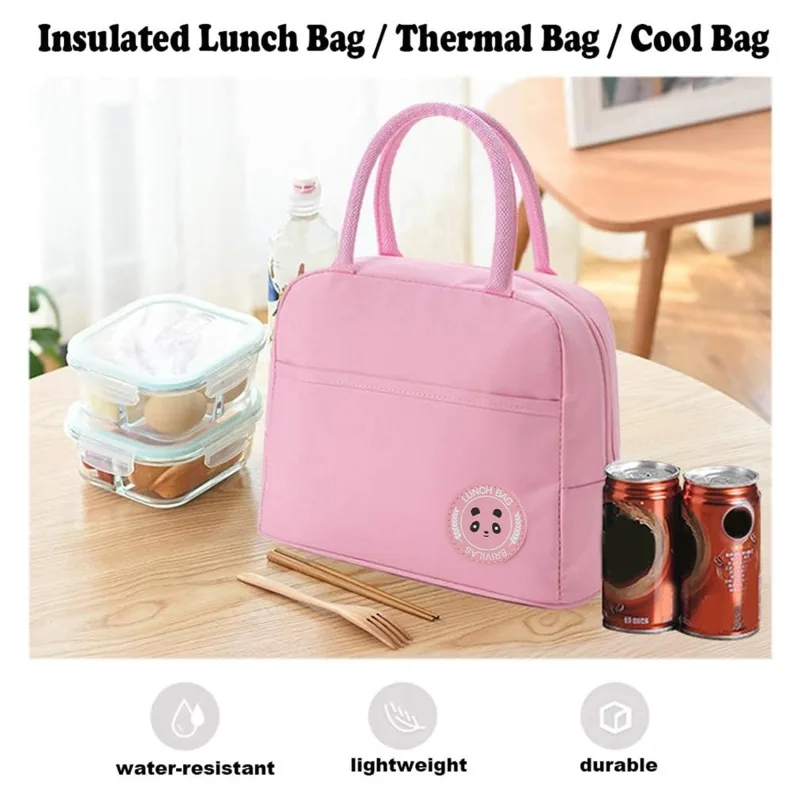 Bento Bag Bear Label 600D Oxford Cloth Thickened Aluminum Foil Insulation Waterproof Durable Lightweight Lunch Box