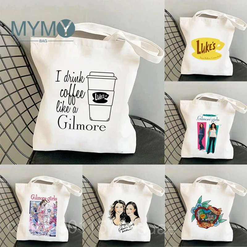 I Drink Coffee Like A Gilmore Girl Printed Shopper Female Canvas Casual Tote Bag Women Harajuku Handbag Shoulder Shopping Bags