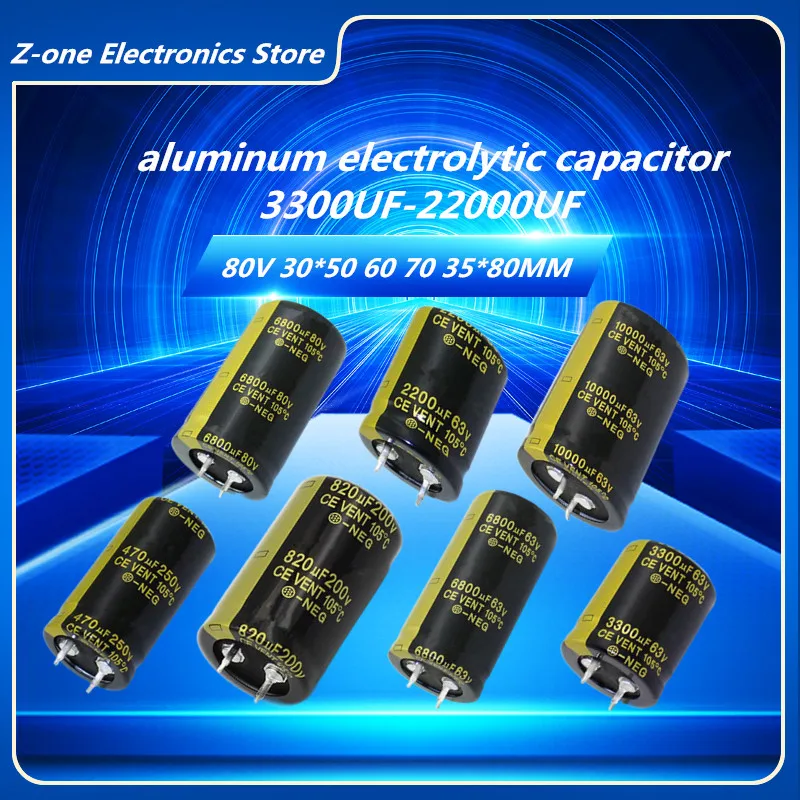 

2Pcs Audio Electrolytic Capacitor 80V 3300UF 4700UF 6800UF 10000UF 15000UF 22000UF For Hifi Amplifier Low ESR