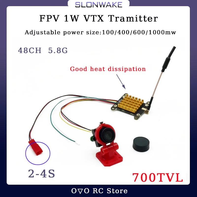 Monitor Fpv TN HD 7 inci 5.8g 48CH, kamera pemancar jarak jauh 1024*600 dan 5.8G 1000mW dapat disesuaikan dan kamera 700TVL